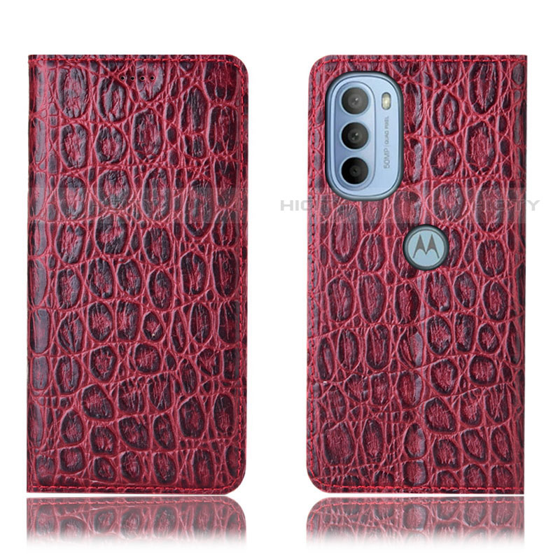 Funda de Cuero Cartera con Soporte Carcasa H16P para Motorola Moto G41 Rojo