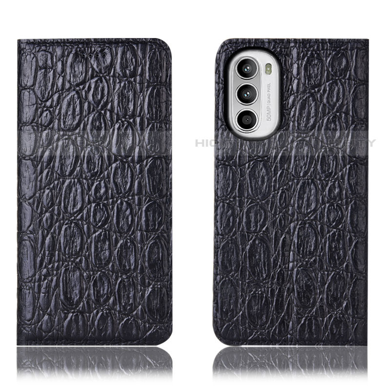 Funda de Cuero Cartera con Soporte Carcasa H16P para Motorola MOTO G52 Negro