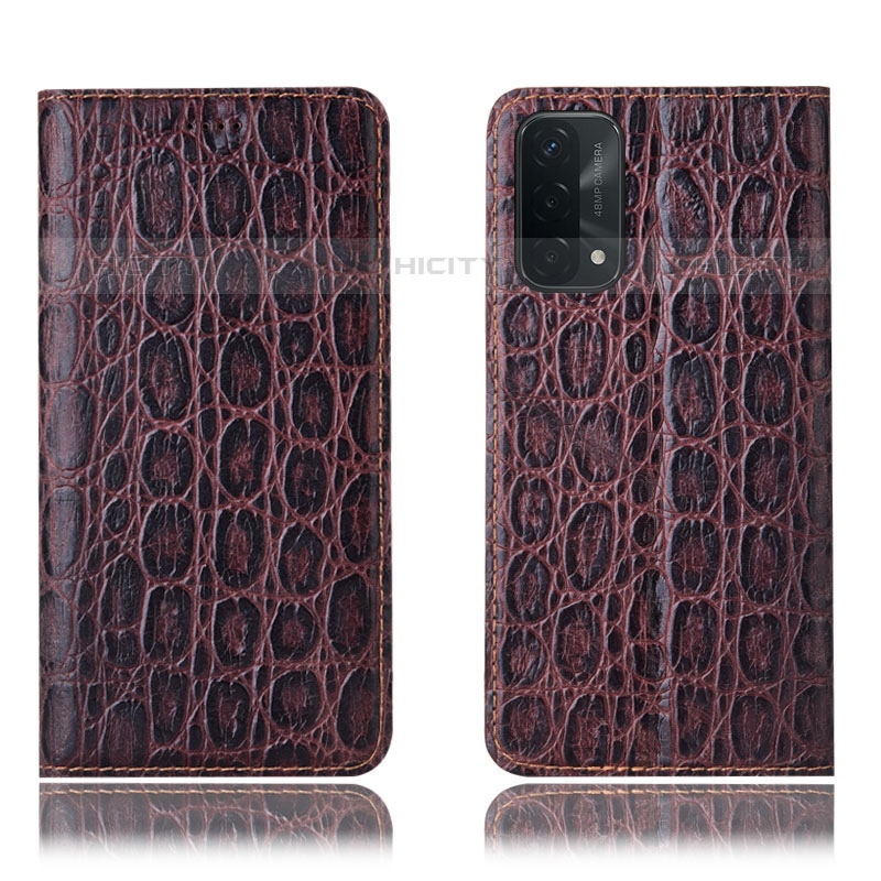 Funda de Cuero Cartera con Soporte Carcasa H16P para OnePlus Nord N200 5G Marron