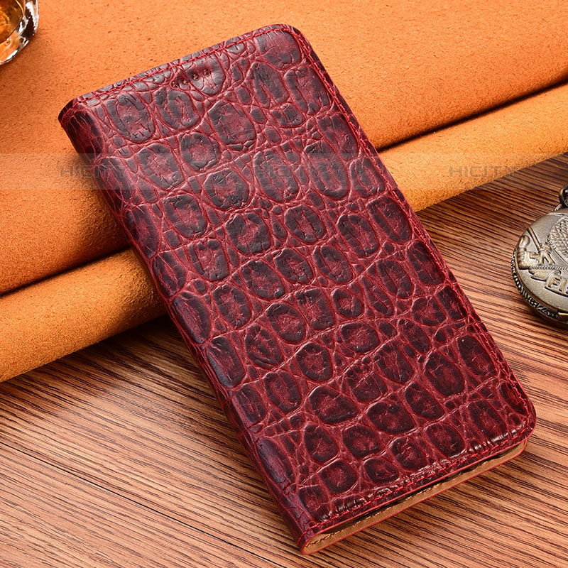 Funda de Cuero Cartera con Soporte Carcasa H16P para Oppo A16s Rojo