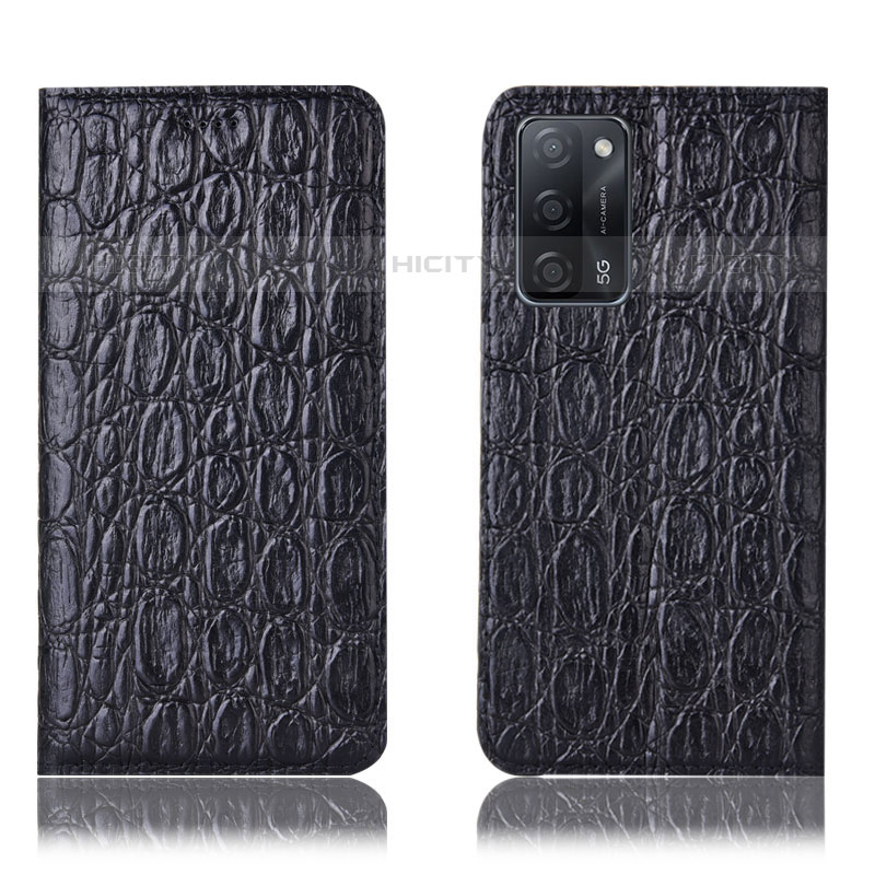 Funda de Cuero Cartera con Soporte Carcasa H16P para Oppo A53s 5G Negro