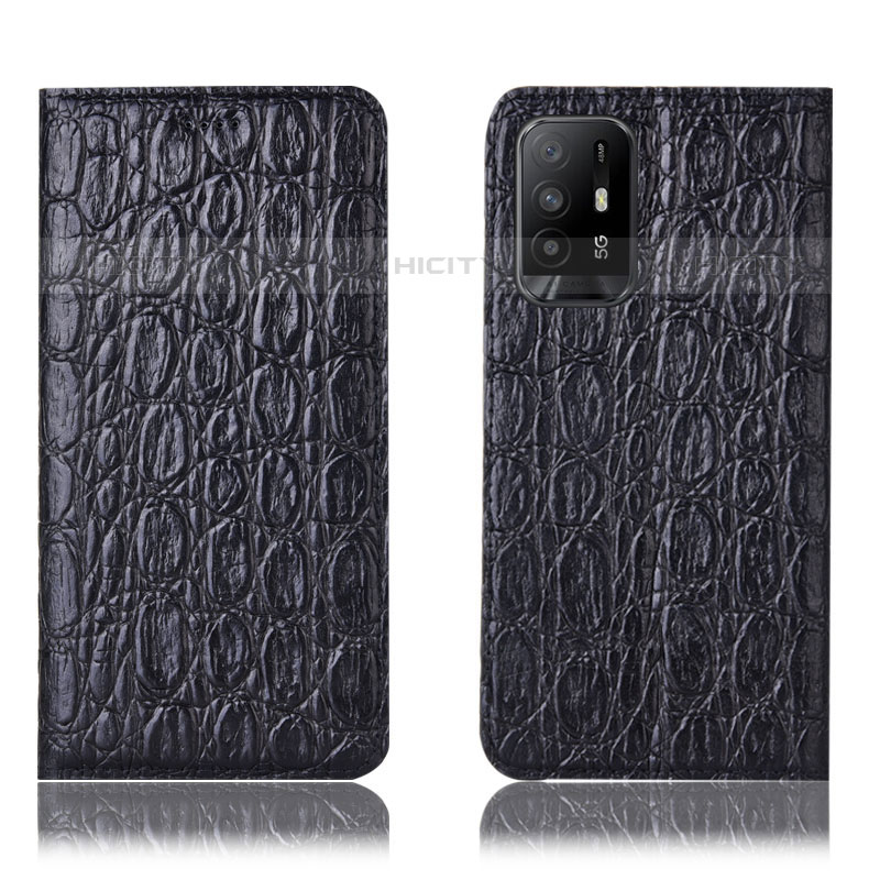 Funda de Cuero Cartera con Soporte Carcasa H16P para Oppo A94 5G Negro