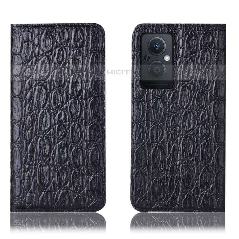 Funda de Cuero Cartera con Soporte Carcasa H16P para Oppo F21 Pro 5G Negro