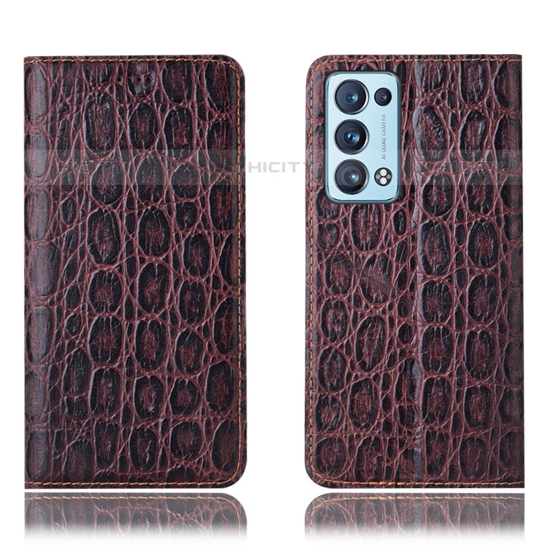 Funda de Cuero Cartera con Soporte Carcasa H16P para Oppo Reno6 Pro 5G