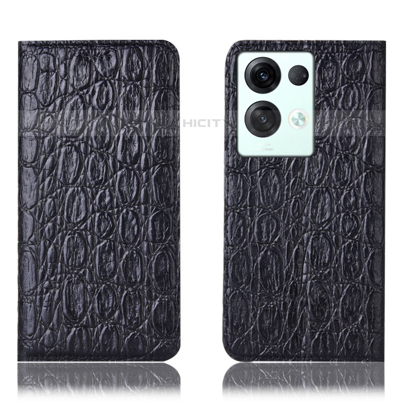 Funda de Cuero Cartera con Soporte Carcasa H16P para Oppo Reno8 Pro+ Plus 5G Negro