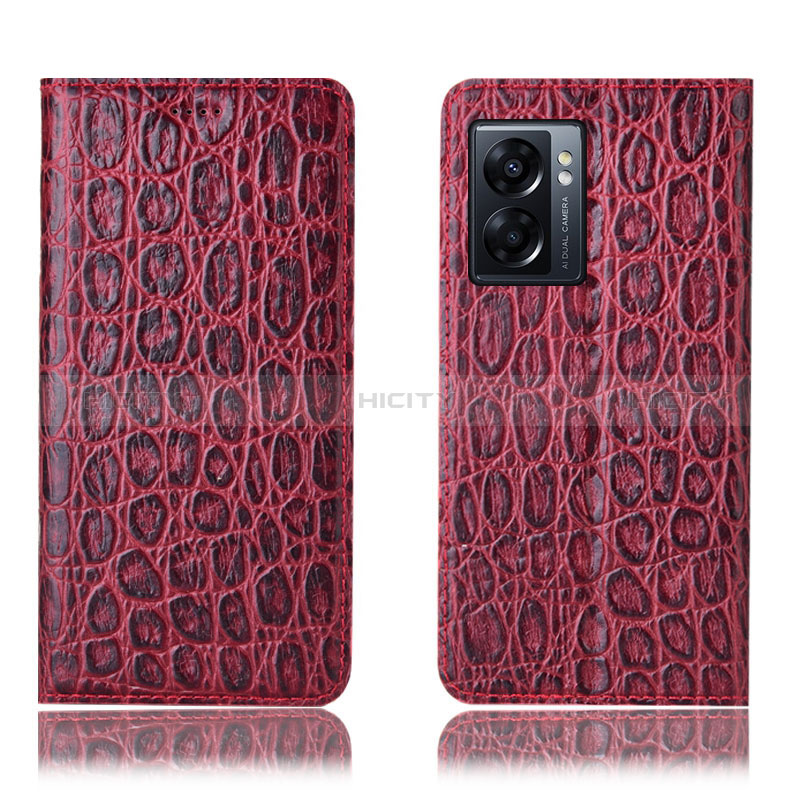 Funda de Cuero Cartera con Soporte Carcasa H16P para Realme Narzo 50 5G Rojo