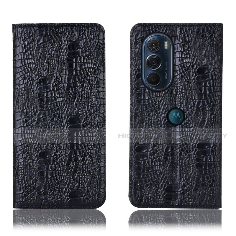 Funda de Cuero Cartera con Soporte Carcasa H17P para Motorola Moto Edge 30 Pro 5G Negro