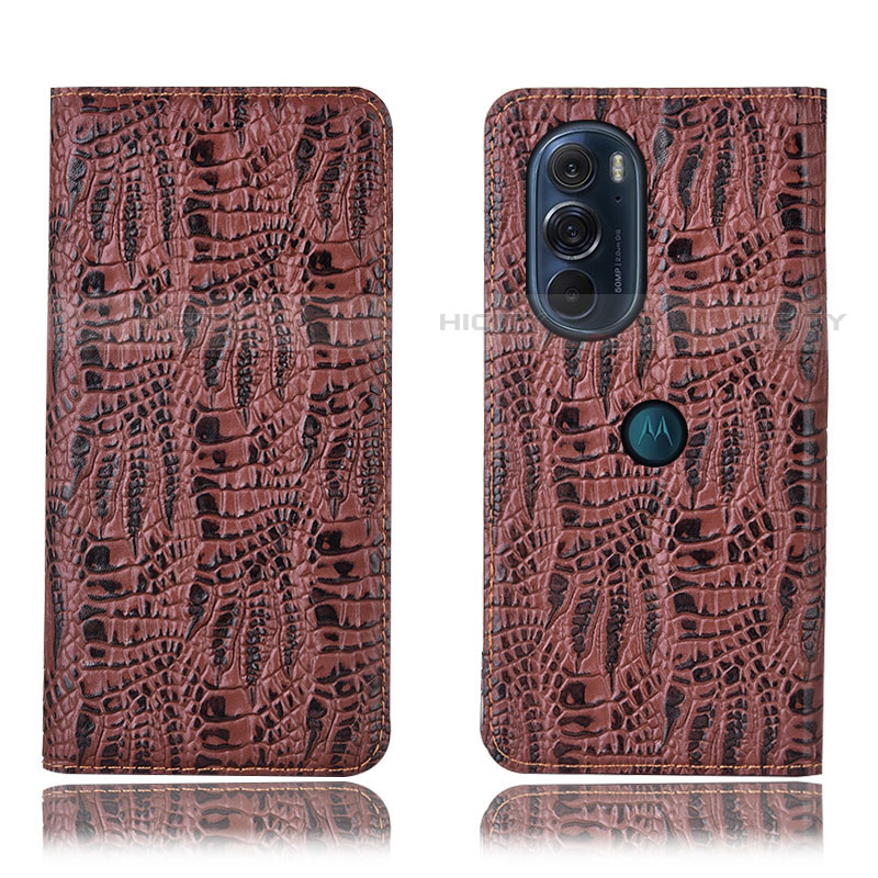 Funda de Cuero Cartera con Soporte Carcasa H17P para Motorola Moto Edge Plus (2022) 5G Marron