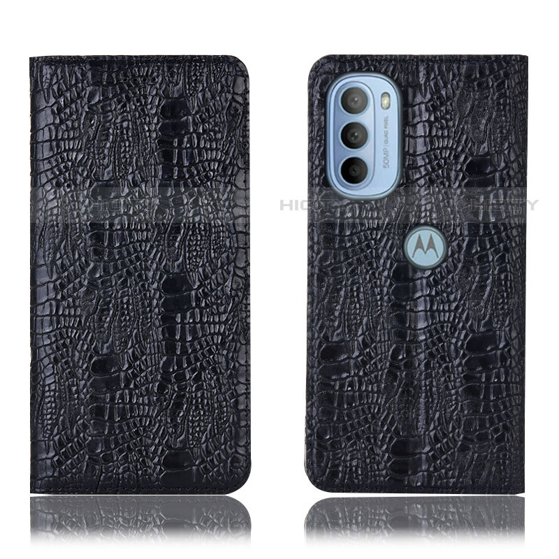 Funda de Cuero Cartera con Soporte Carcasa H17P para Motorola Moto G31 Negro