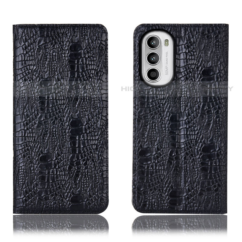 Funda de Cuero Cartera con Soporte Carcasa H17P para Motorola Moto G71s 5G Negro