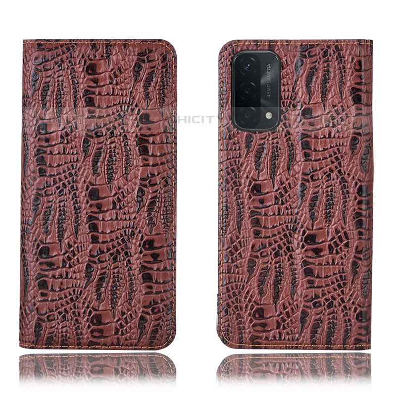 Funda de Cuero Cartera con Soporte Carcasa H17P para OnePlus Nord N200 5G Marron