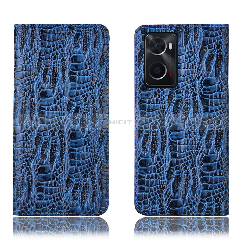 Funda de Cuero Cartera con Soporte Carcasa H17P para Oppo A36 Azul