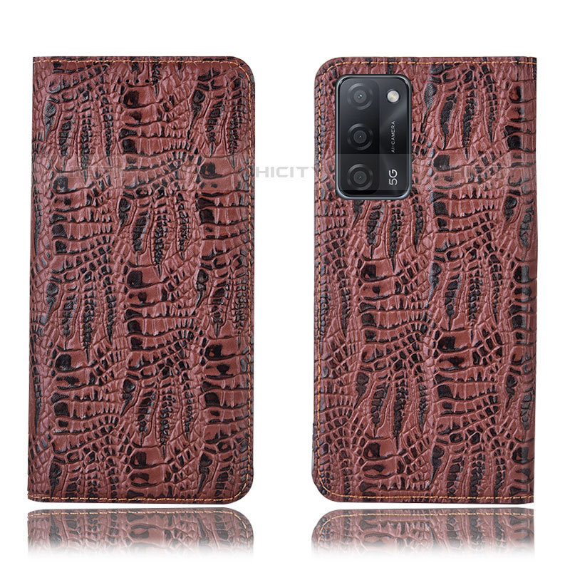 Funda de Cuero Cartera con Soporte Carcasa H17P para Oppo A53s 5G Marron