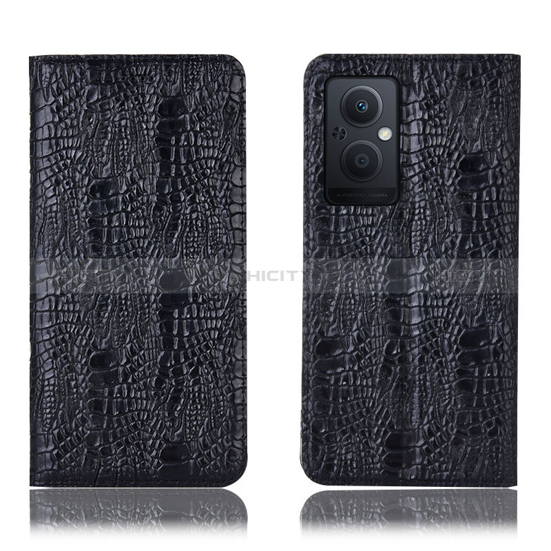 Funda de Cuero Cartera con Soporte Carcasa H17P para Oppo A96 5G Negro