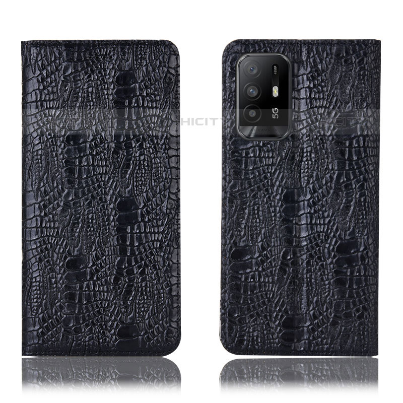 Funda de Cuero Cartera con Soporte Carcasa H17P para Oppo F19 Pro+ Plus 5G Negro