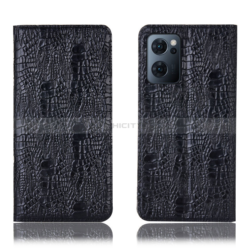 Funda de Cuero Cartera con Soporte Carcasa H17P para Oppo Find X5 Lite 5G Negro