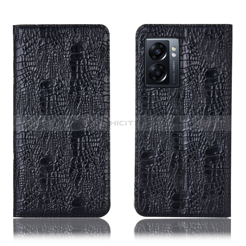 Funda de Cuero Cartera con Soporte Carcasa H17P para Oppo K10 5G India Negro