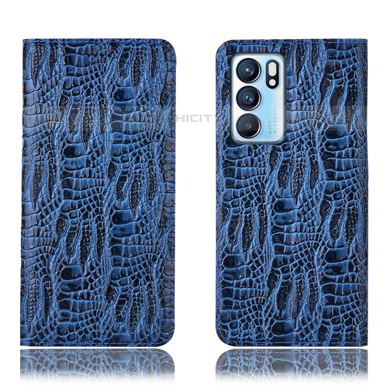 Funda de Cuero Cartera con Soporte Carcasa H17P para Oppo Reno6 5G