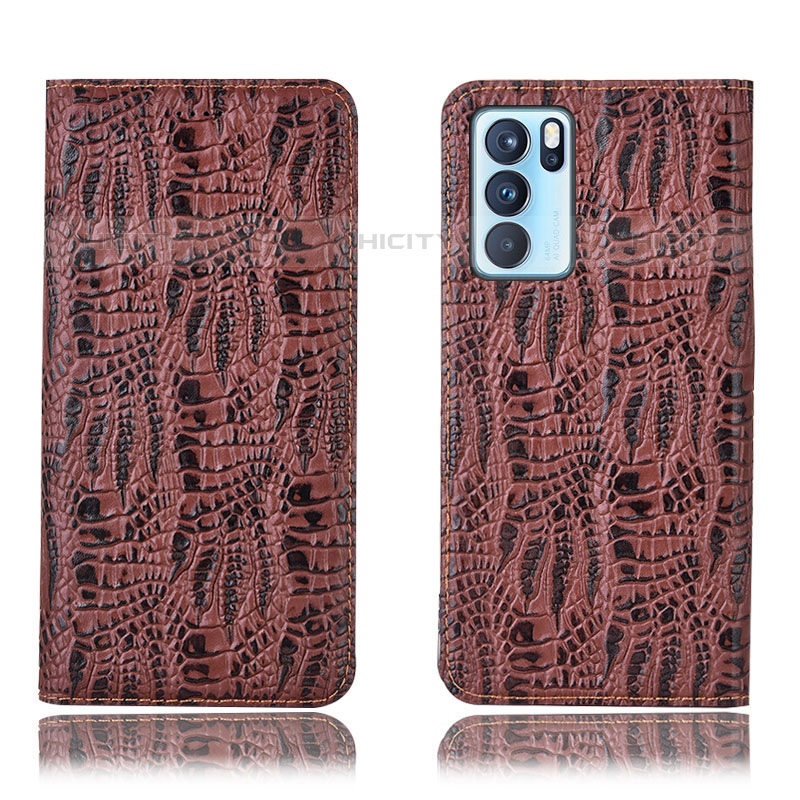 Funda de Cuero Cartera con Soporte Carcasa H17P para Oppo Reno6 Pro 5G India