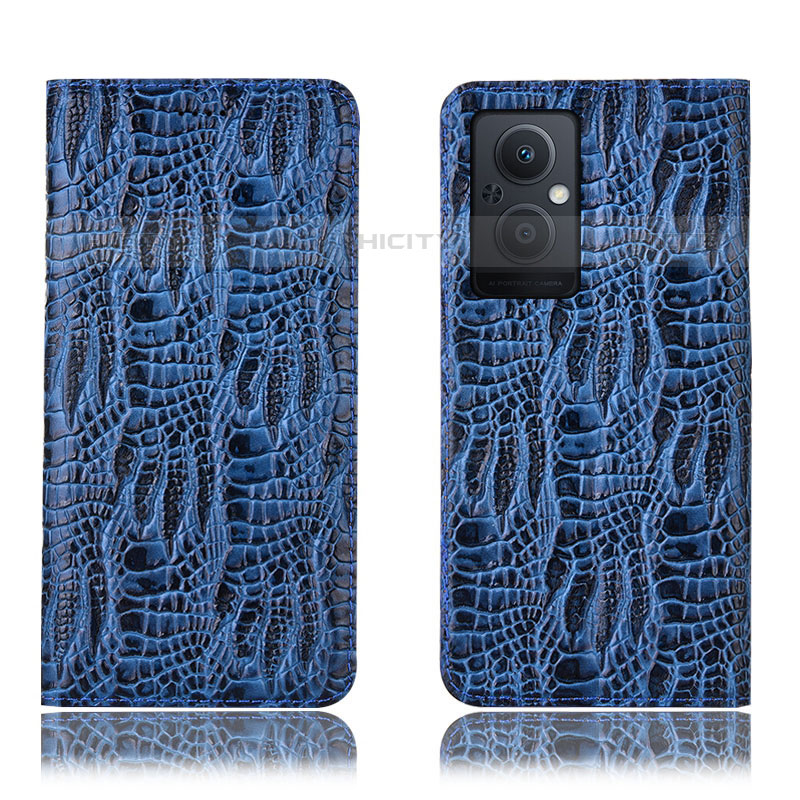 Funda de Cuero Cartera con Soporte Carcasa H17P para Oppo Reno8 Z 5G Azul