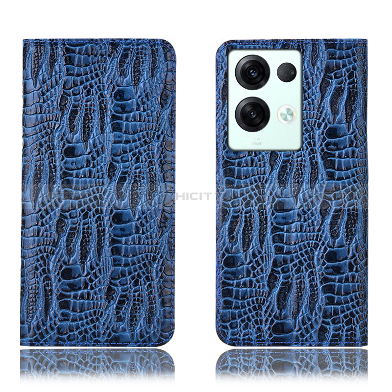 Funda de Cuero Cartera con Soporte Carcasa H17P para Oppo Reno9 Pro+ Plus 5G Azul