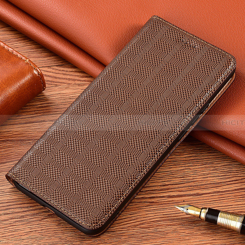 Funda de Cuero Cartera con Soporte Carcasa H17P para Samsung Galaxy F02S SM-E025F Marron