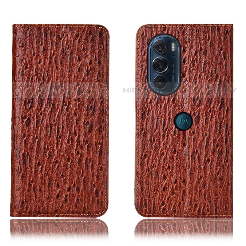 Funda de Cuero Cartera con Soporte Carcasa H18P para Motorola Moto Edge Plus (2022) 5G Marron