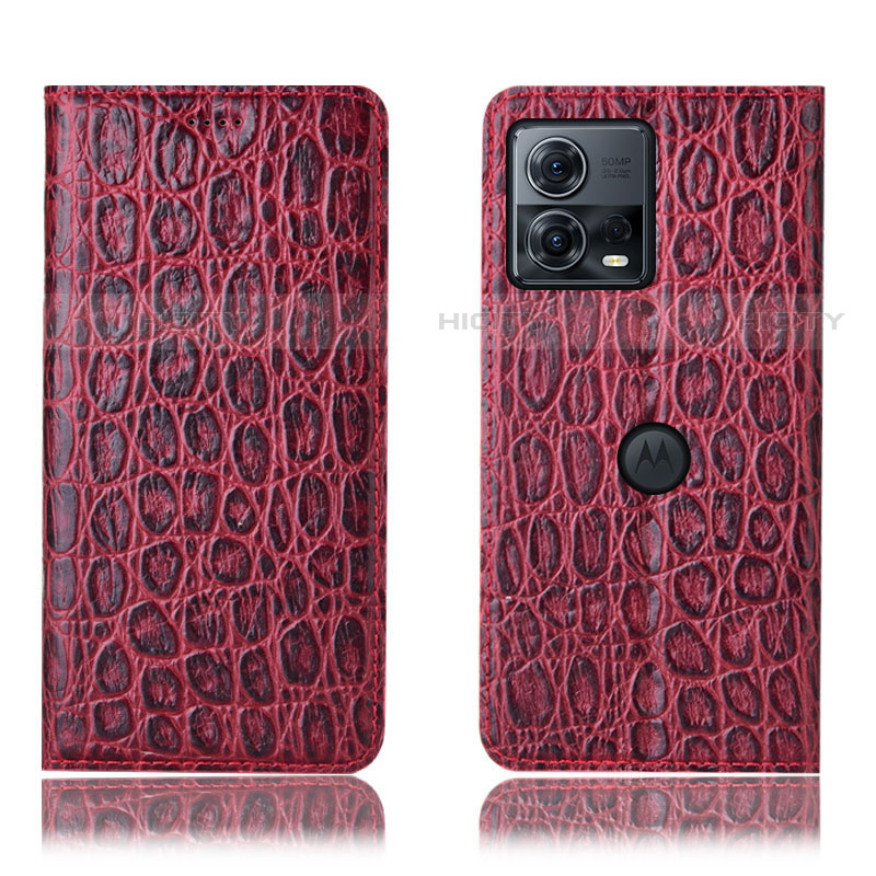 Funda de Cuero Cartera con Soporte Carcasa H18P para Motorola Moto Edge S30 Pro 5G Rojo