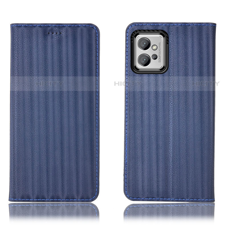 Funda de Cuero Cartera con Soporte Carcasa H18P para Motorola Moto G32 Azul