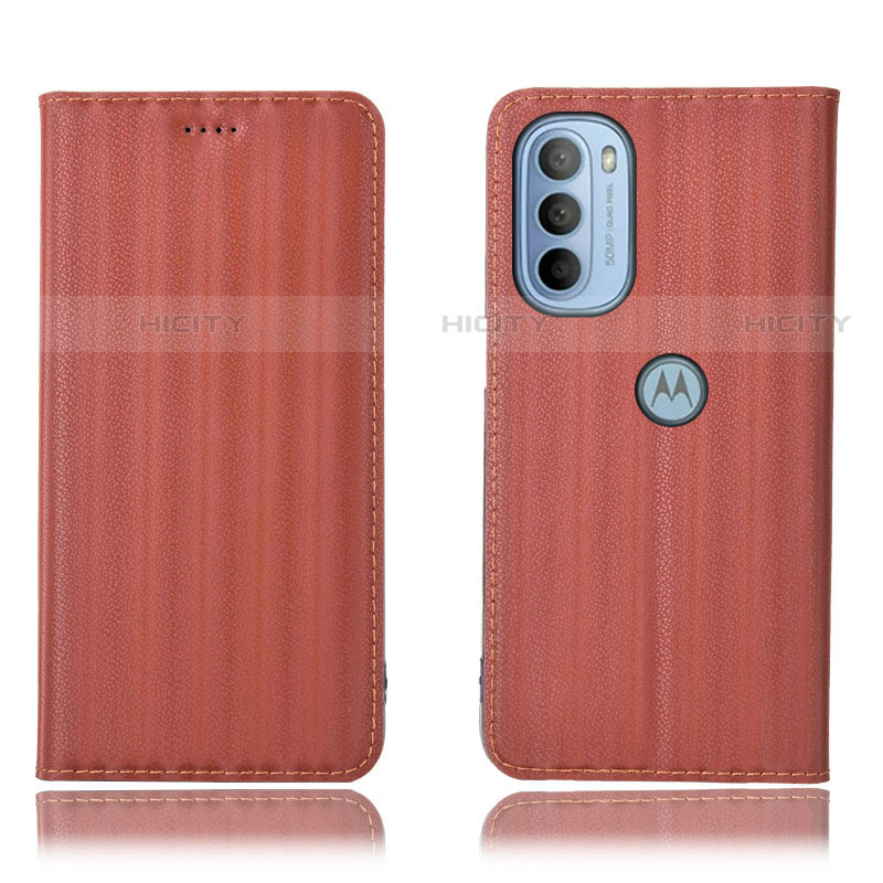 Funda de Cuero Cartera con Soporte Carcasa H18P para Motorola Moto G41 Marron