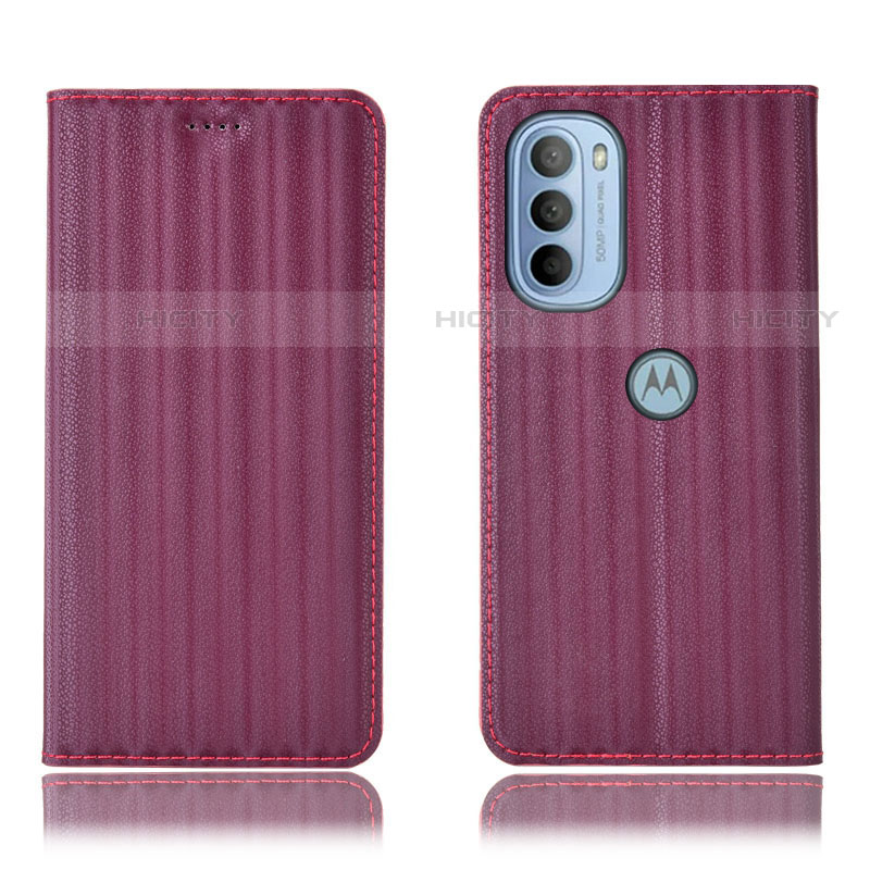 Funda de Cuero Cartera con Soporte Carcasa H18P para Motorola Moto G41 Morado