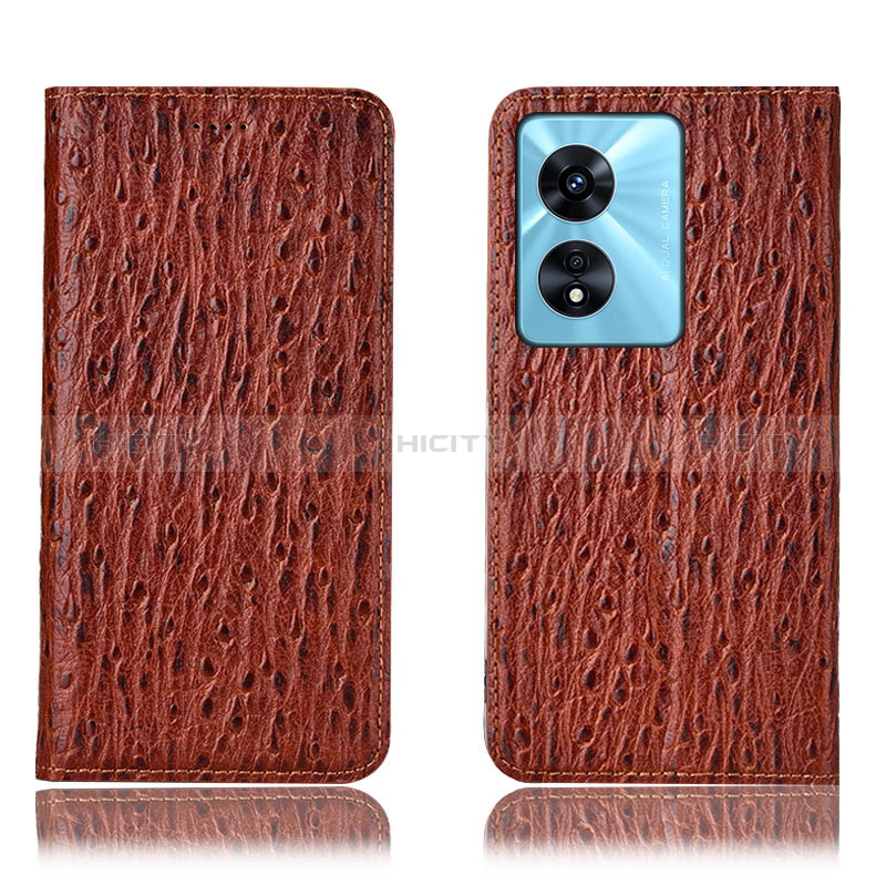 Funda de Cuero Cartera con Soporte Carcasa H18P para Oppo A1x 5G Marron