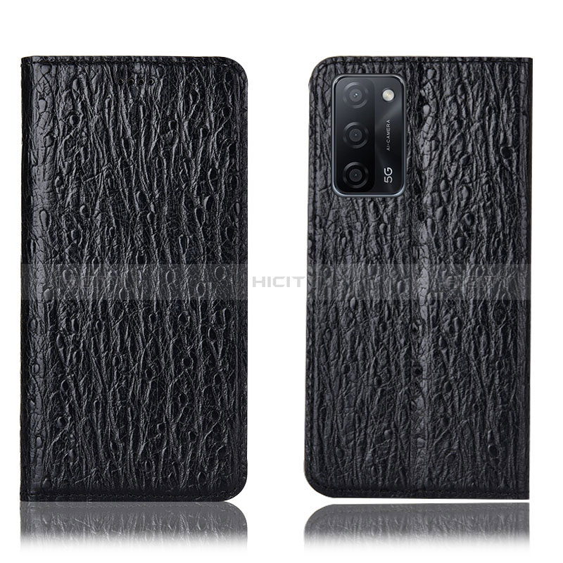 Funda de Cuero Cartera con Soporte Carcasa H18P para Oppo A56 5G Negro