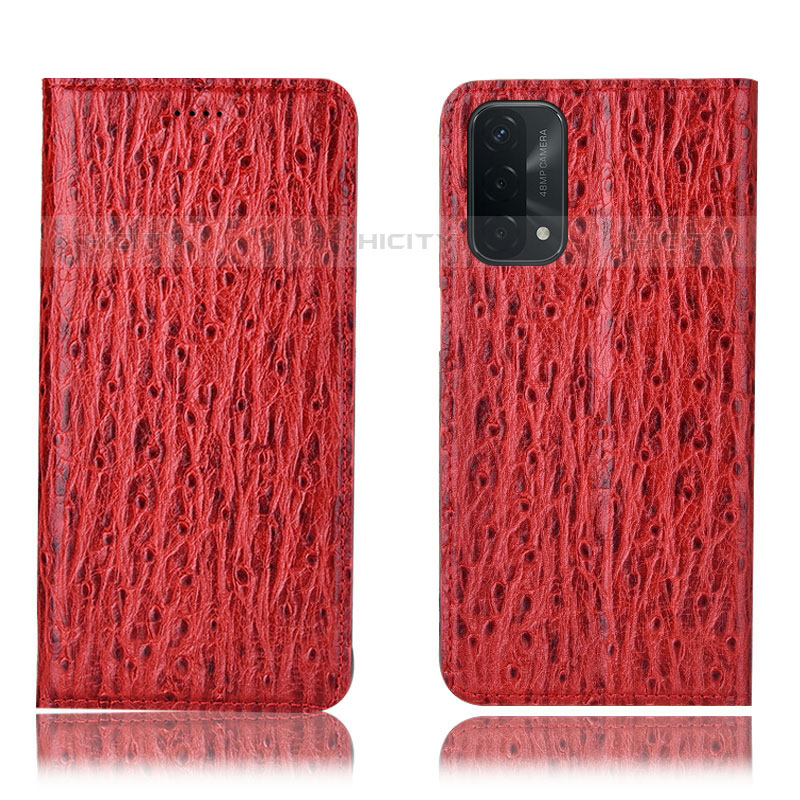 Funda de Cuero Cartera con Soporte Carcasa H18P para Oppo A93 5G Rojo