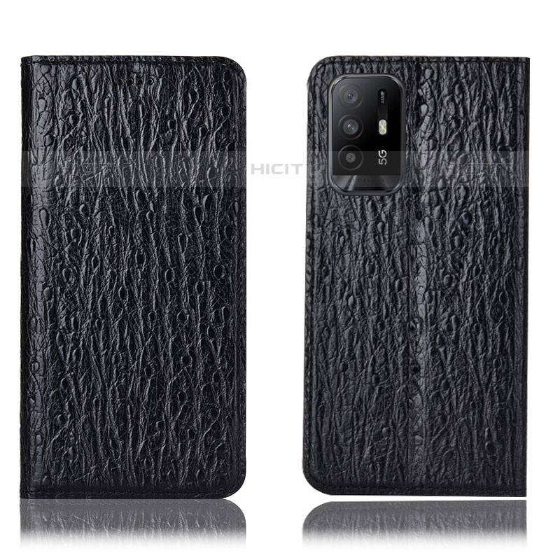 Funda de Cuero Cartera con Soporte Carcasa H18P para Oppo A95 5G Negro