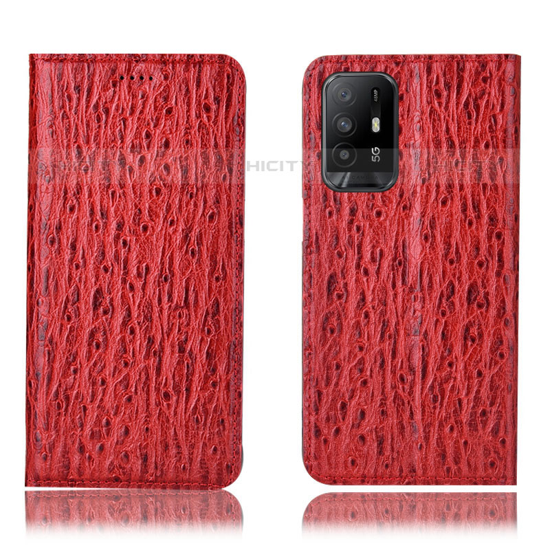 Funda de Cuero Cartera con Soporte Carcasa H18P para Oppo F19 Pro+ Plus 5G Rojo