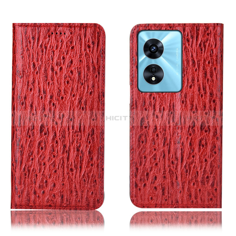 Funda de Cuero Cartera con Soporte Carcasa H18P para Oppo F23 5G Rojo