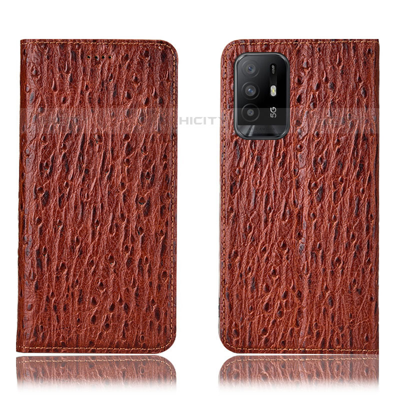 Funda de Cuero Cartera con Soporte Carcasa H18P para Oppo Reno5 Z 5G Marron