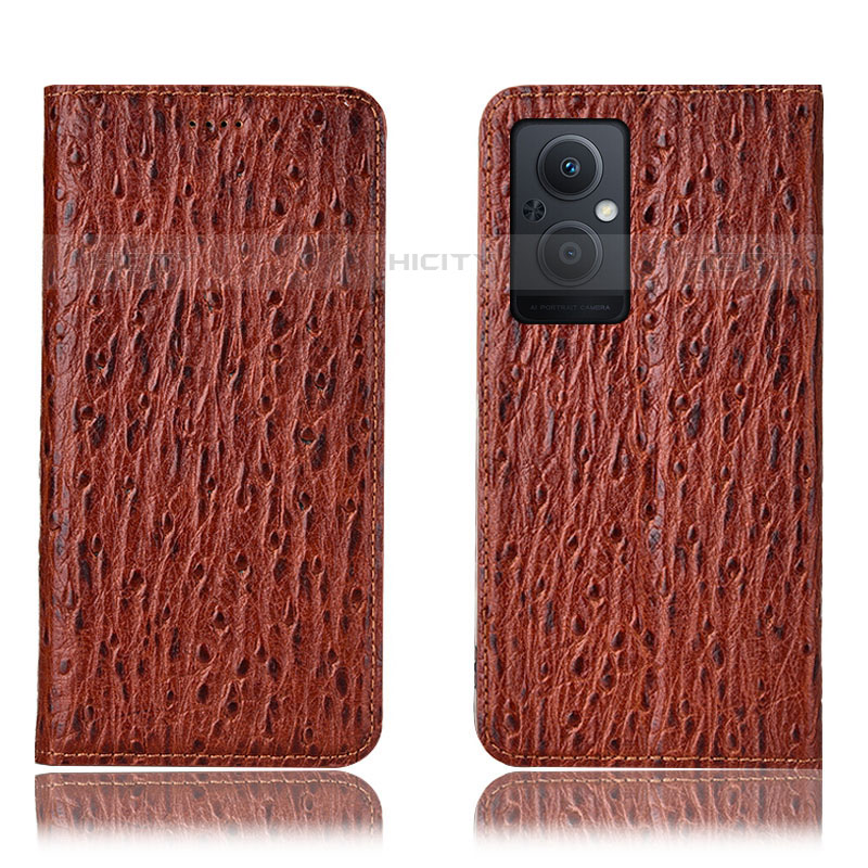 Funda de Cuero Cartera con Soporte Carcasa H18P para Oppo Reno8 Lite 5G Marron