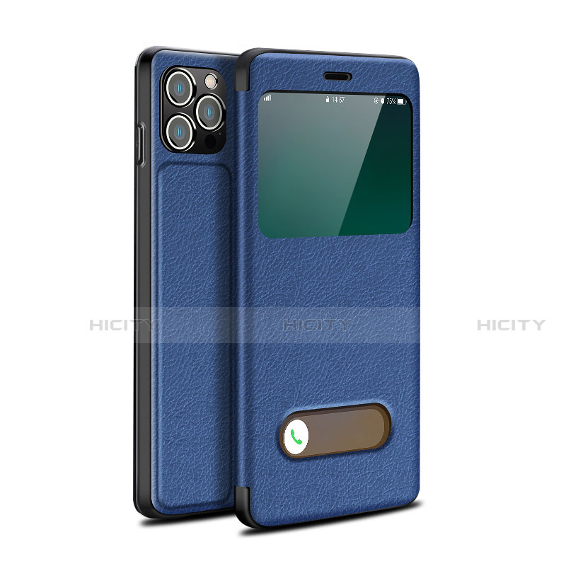 Funda de Cuero Cartera con Soporte Carcasa H19 para Apple iPhone 15 Pro Azul