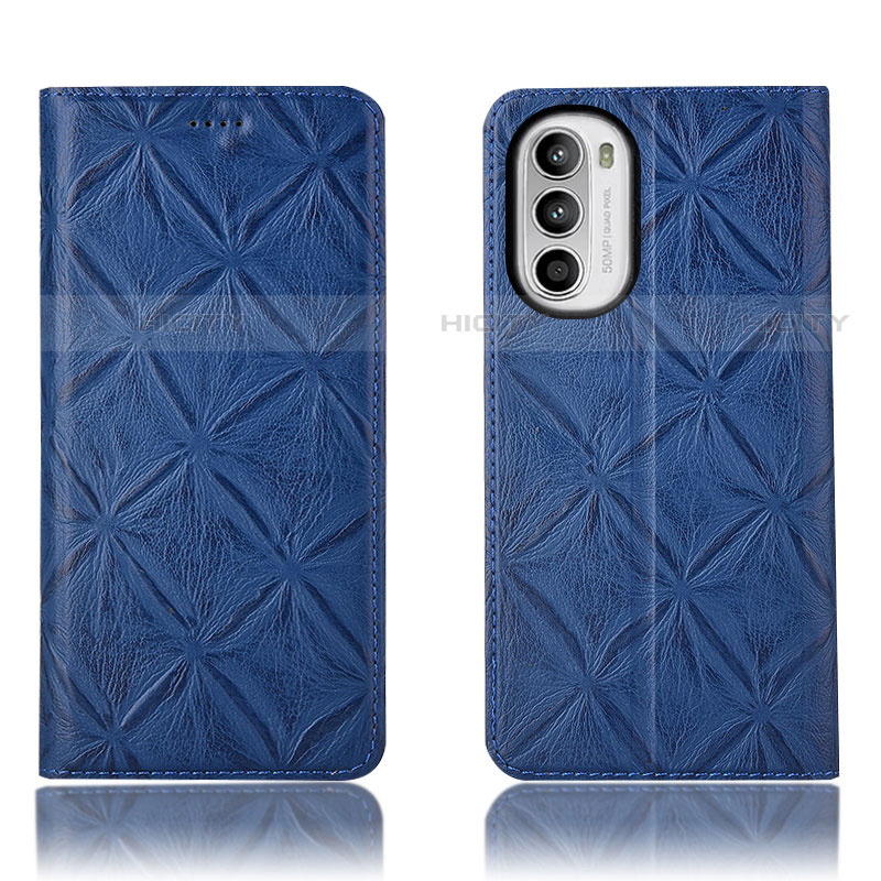 Funda de Cuero Cartera con Soporte Carcasa H19P para Motorola Moto Edge (2022) 5G Azul