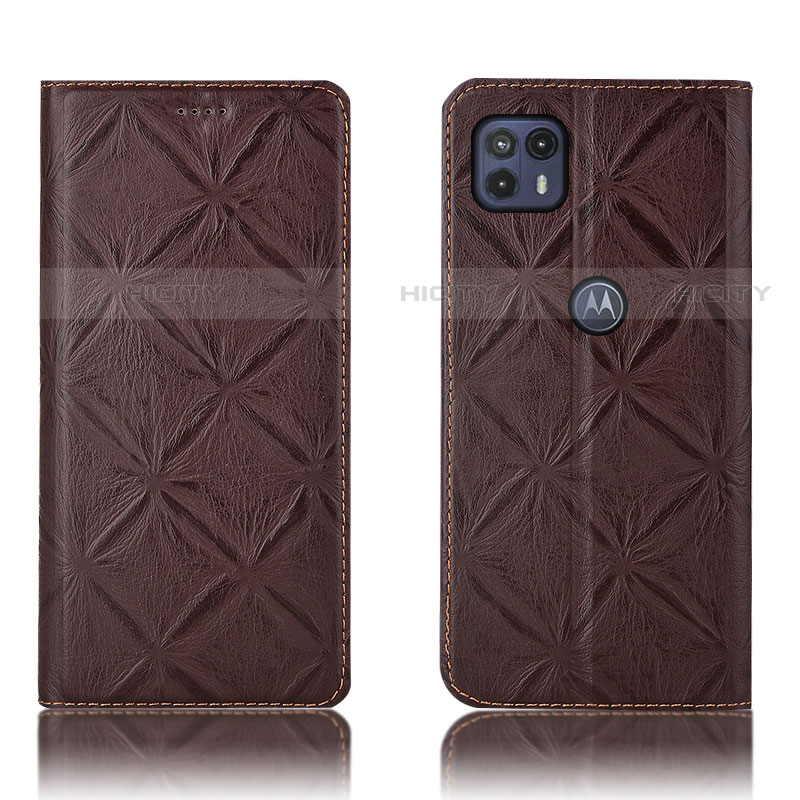 Funda de Cuero Cartera con Soporte Carcasa H19P para Motorola Moto G50 5G Marron