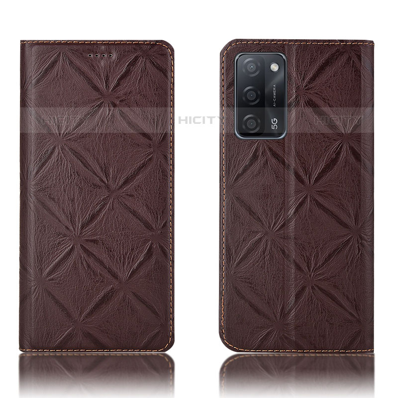 Funda de Cuero Cartera con Soporte Carcasa H19P para Oppo A55 5G Marron