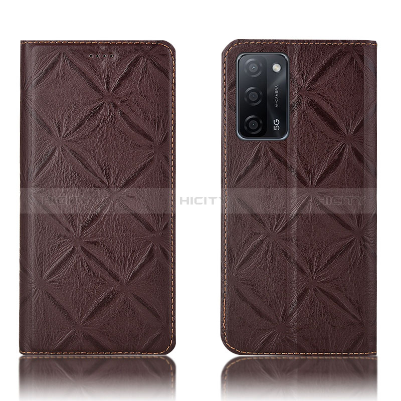 Funda de Cuero Cartera con Soporte Carcasa H19P para Oppo A56 5G Marron