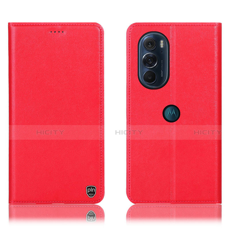 Funda de Cuero Cartera con Soporte Carcasa H21P para Motorola Moto Edge 30 Pro 5G Rojo