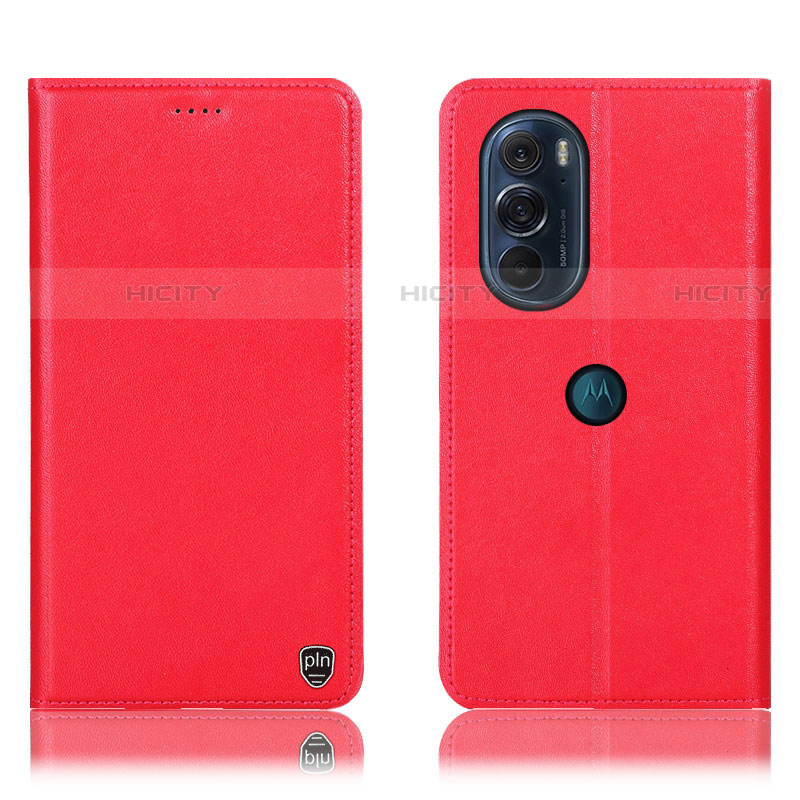 Funda de Cuero Cartera con Soporte Carcasa H21P para Motorola Moto Edge Plus (2022) 5G Rojo