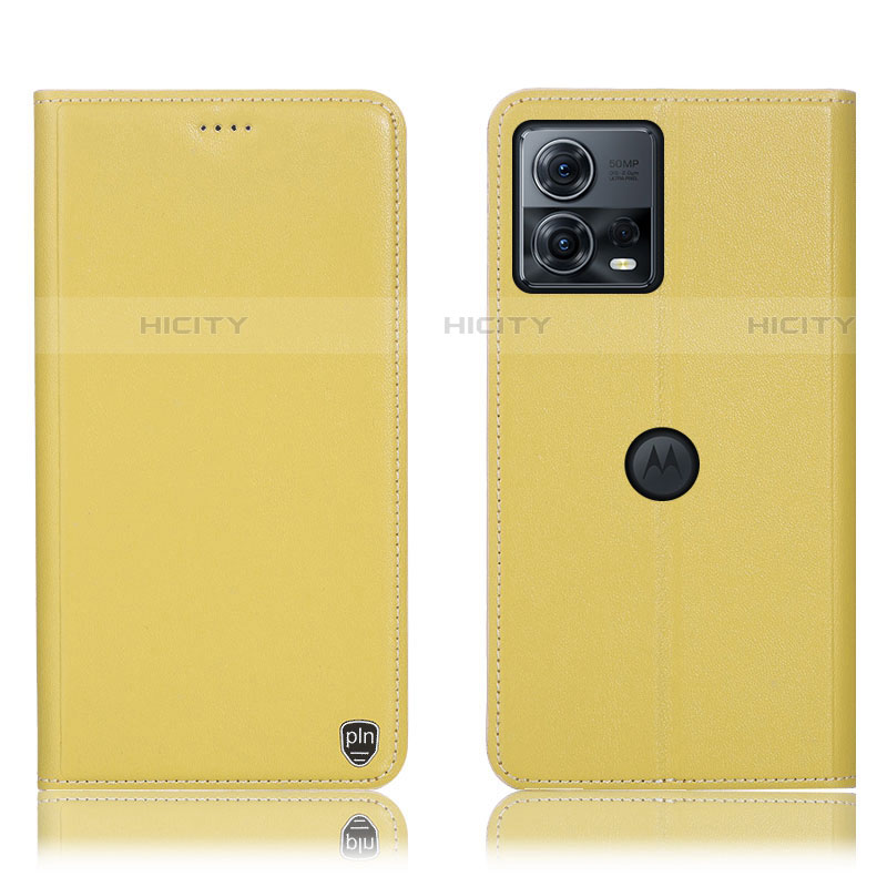 Funda de Cuero Cartera con Soporte Carcasa H21P para Motorola Moto Edge S30 Pro 5G Amarillo