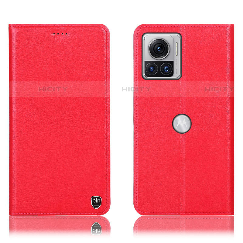 Funda de Cuero Cartera con Soporte Carcasa H21P para Motorola Moto Edge X30 Pro 5G Rojo