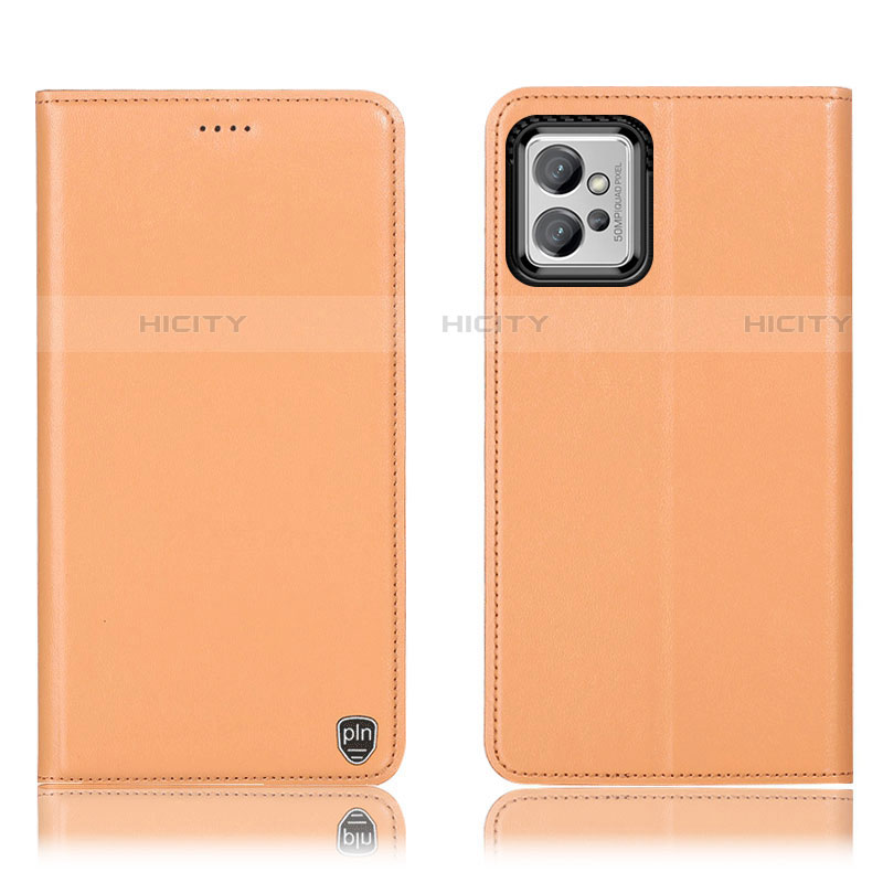 Funda de Cuero Cartera con Soporte Carcasa H21P para Motorola Moto G32 Naranja