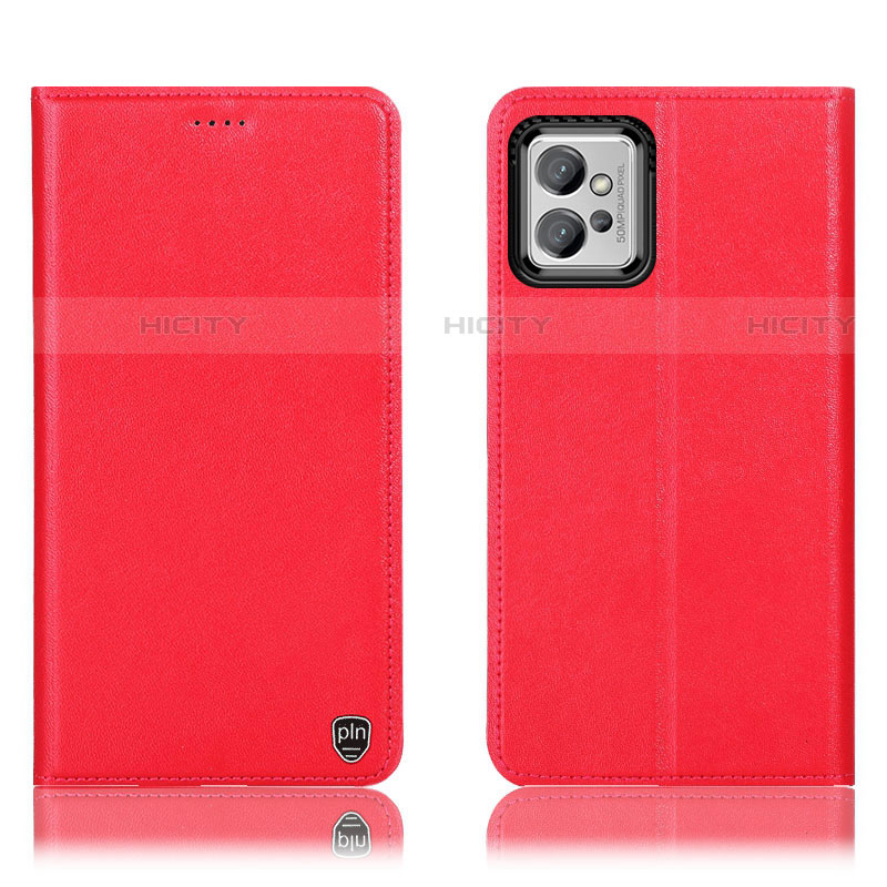 Funda de Cuero Cartera con Soporte Carcasa H21P para Motorola Moto G32 Rojo